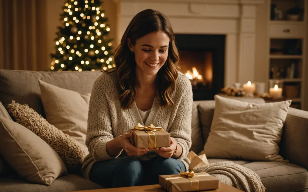 cadeau qui touche une femme