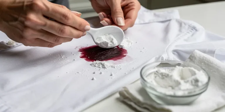 tache cerise sur coton