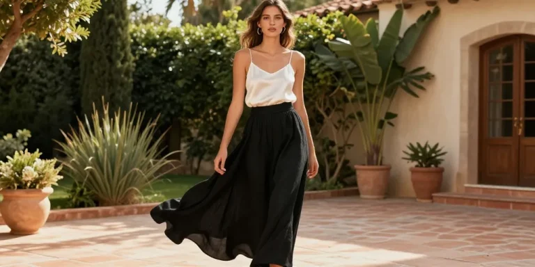 look jupe longue noire ete