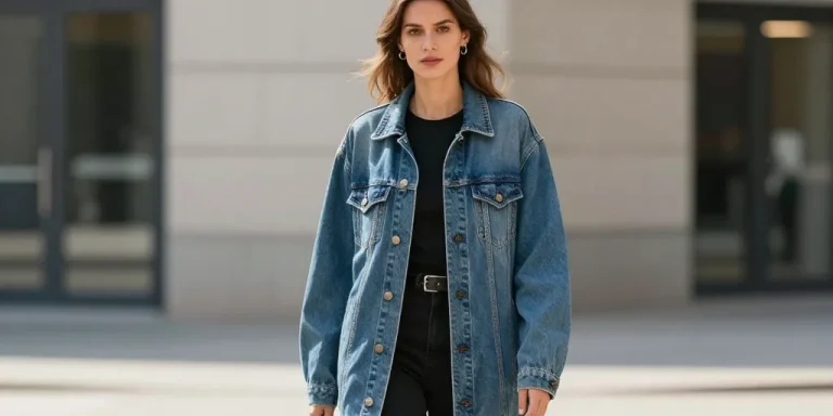 veste en jean longue femme